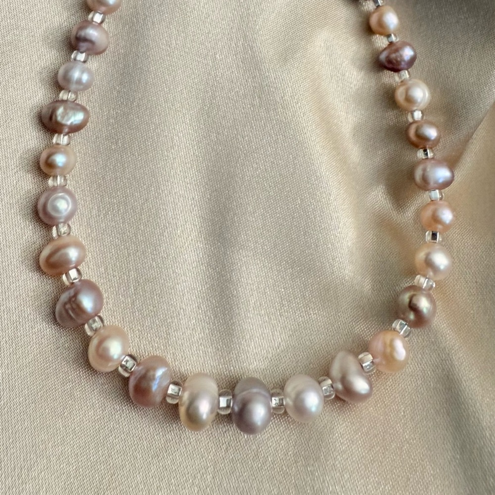 Baroque Freshwater Pearl Minimalist Necklace With Sterling Silver Accents